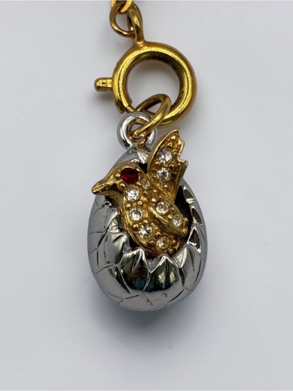 Joan Rivers Fabergé Egg Style Pavé Chick Charm Pendant w/Extender